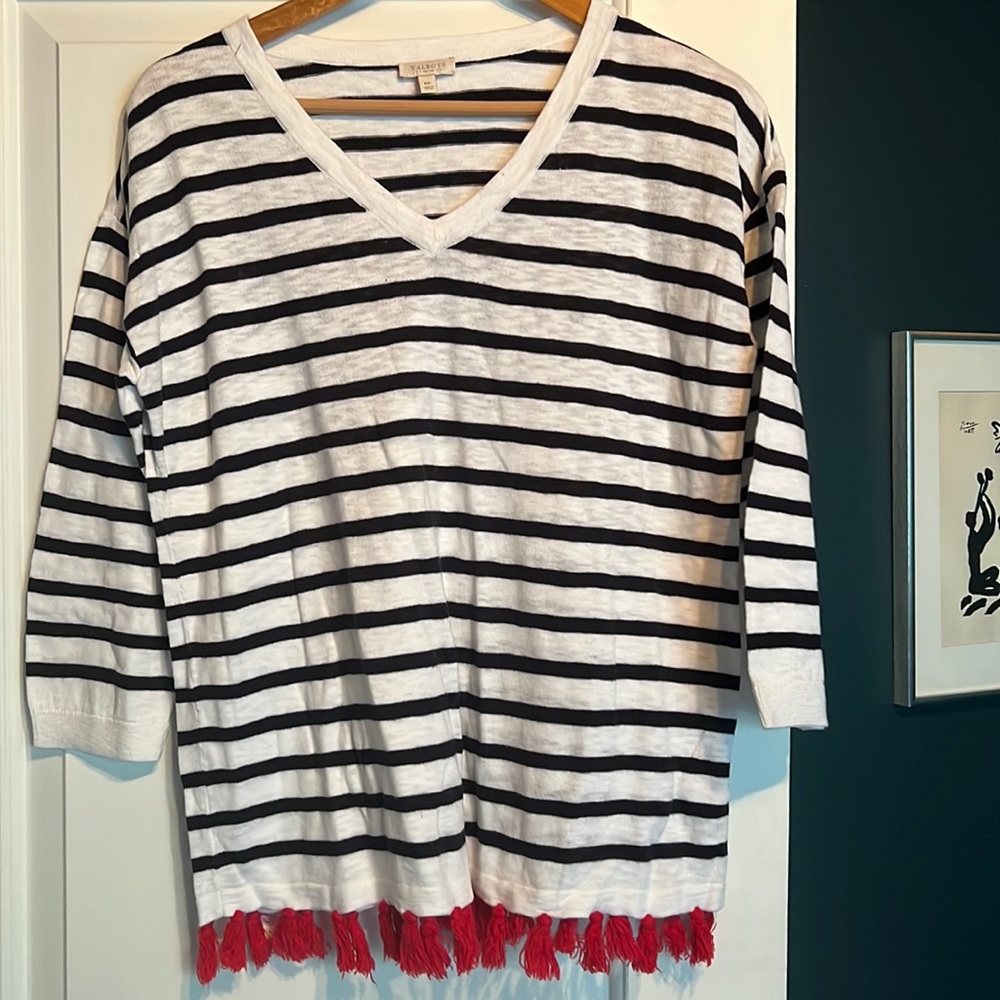 Striped Tee with Tassel Detail NWOT